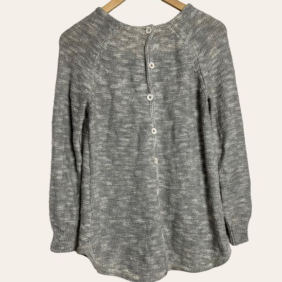 Anthropologie Sparrow Gray Cotton Linen Button Sweater Size XS - Picture 4 of 7